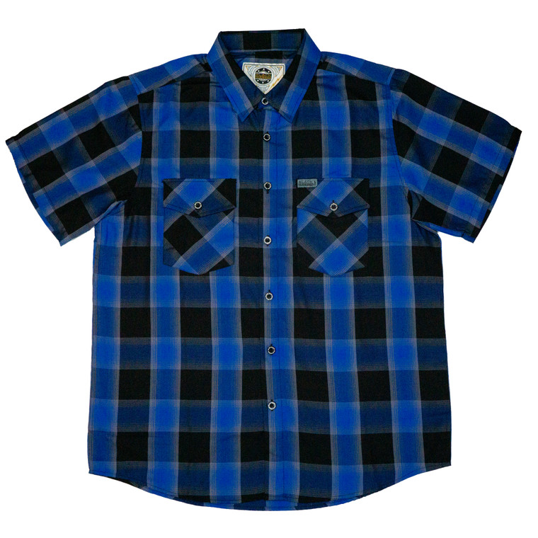 New for 2026! Men's Black Dragon Bamboo Blue Plaid Shirt