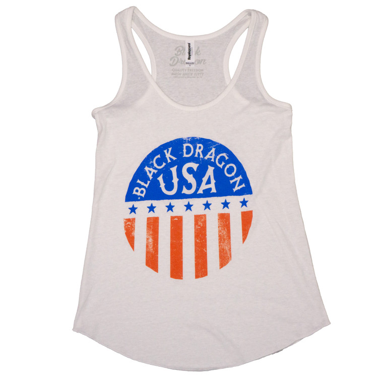 BD USA Flag Script Women's Tank Made in USA