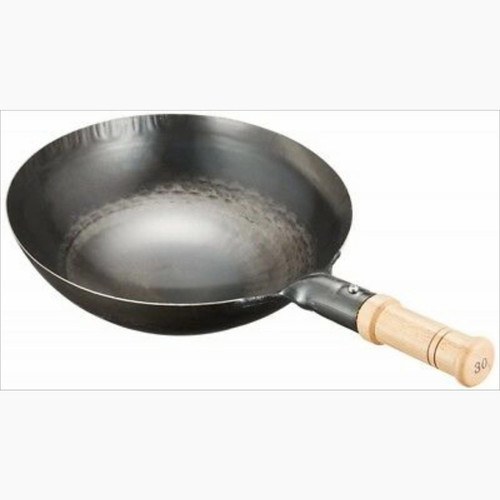 YAMADA hammered iron wok with wooden handle panci