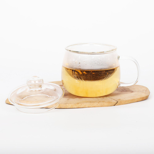 Brew vision tea pot 350ml dengan sarigan kaca dan tutup model blirik