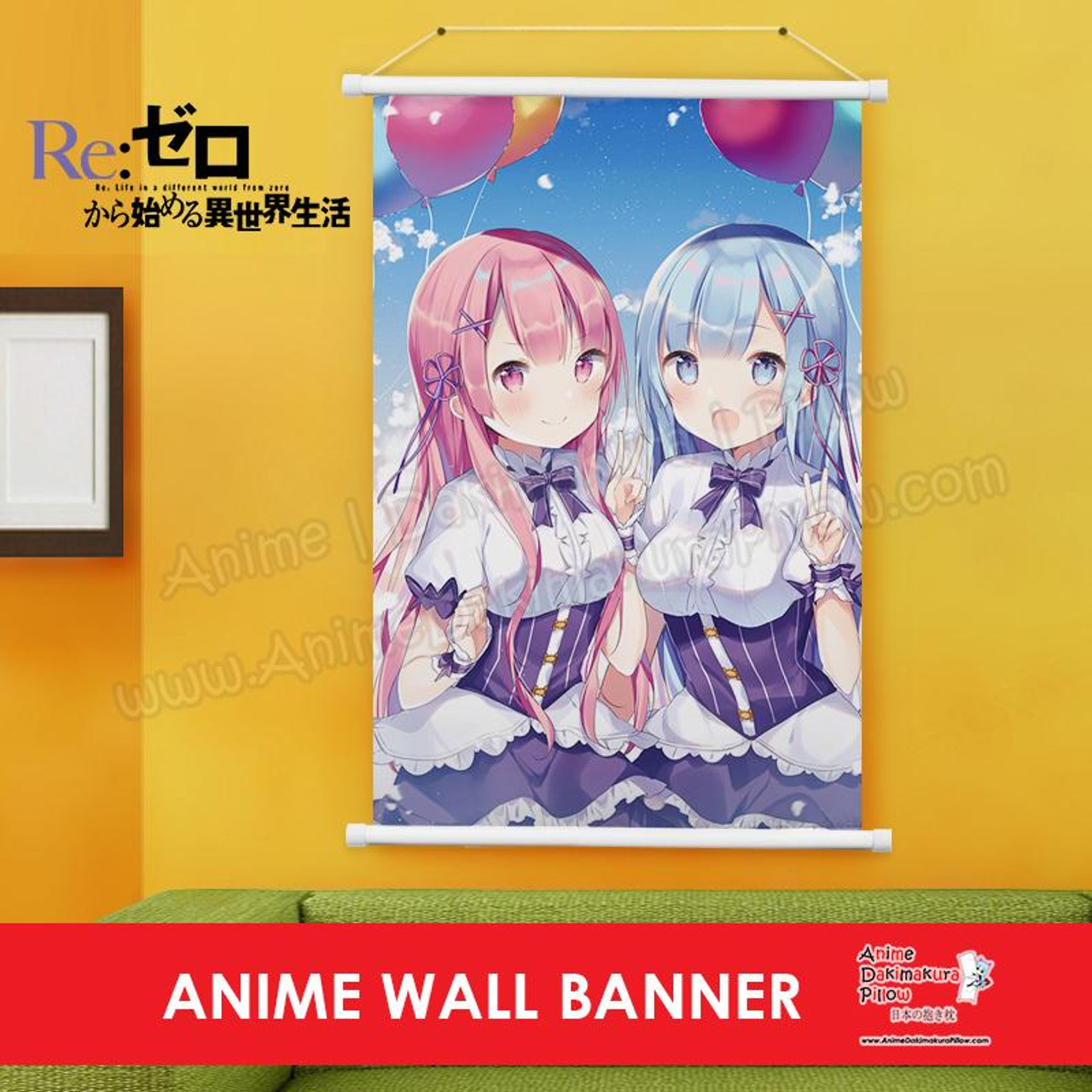 RE:ZERO REM & RAM WALL SCROLL