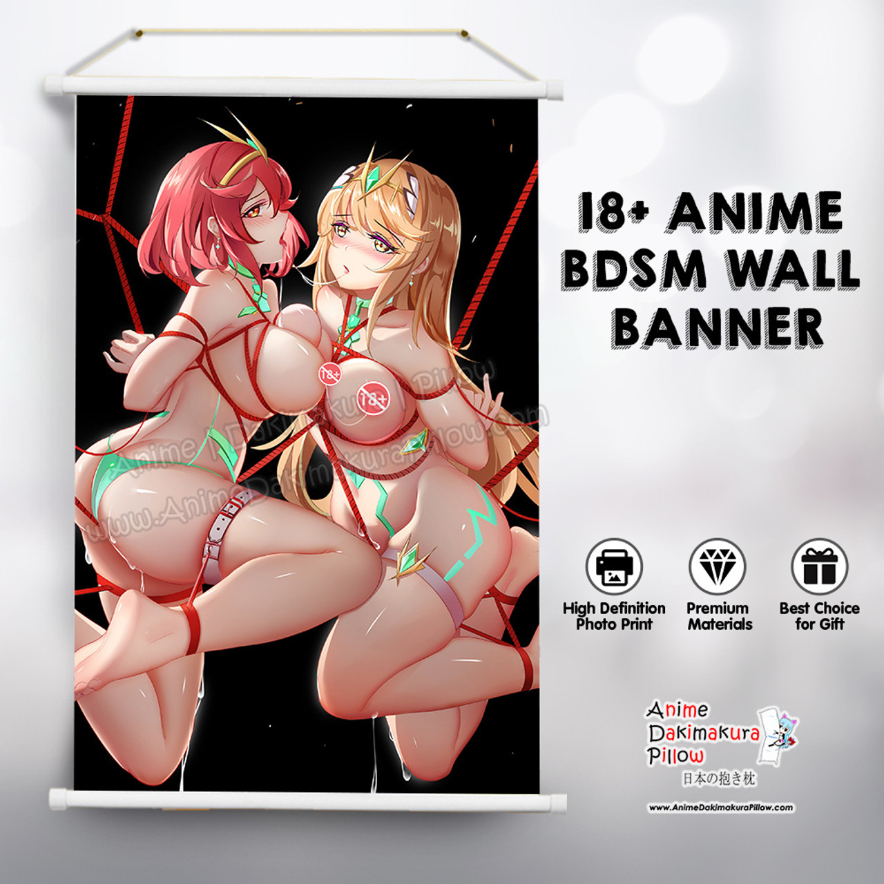 ADP Xenoblade Chronicles Mythra and Pyra Erotic Punishment 18+ BDSM Premium Mature Wall Banner ADP-SMB-011