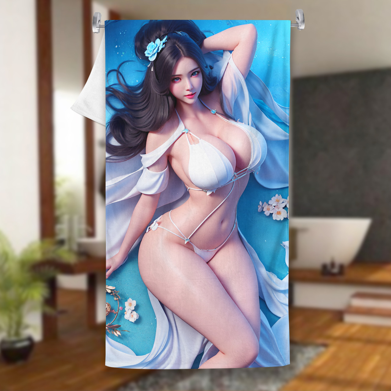 ADP Irresistible White Bikini Woman 3D AI CG Anime Wall Scroll Poster ERO-CG-AIT-026