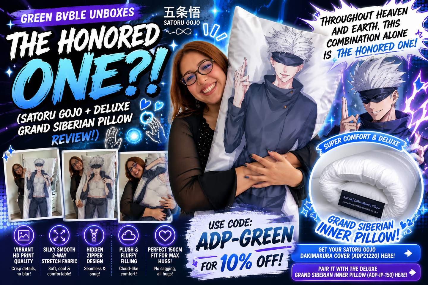 GREEN BVBLE UNBOXES THE HONORED ONE?! (Satoru Gojo + Deluxe Grand Siberian Inner Pillow Review!) ✨
