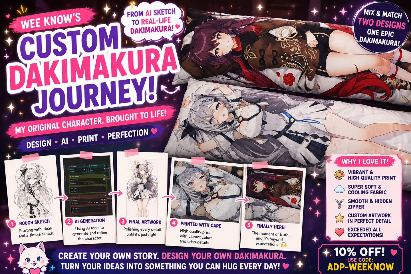 Watching an AI Character Come to Life as a Dakimakura