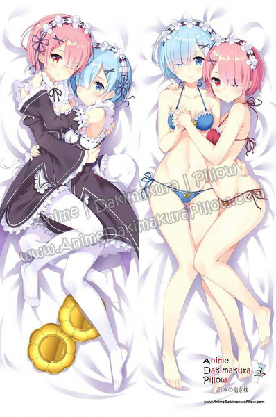 New Rem and Ram - Re Zero Anime Dakimakura Japanese Hugging Body Pillow Cover ADP-16218B Anime Dakimakura Pillow Shop