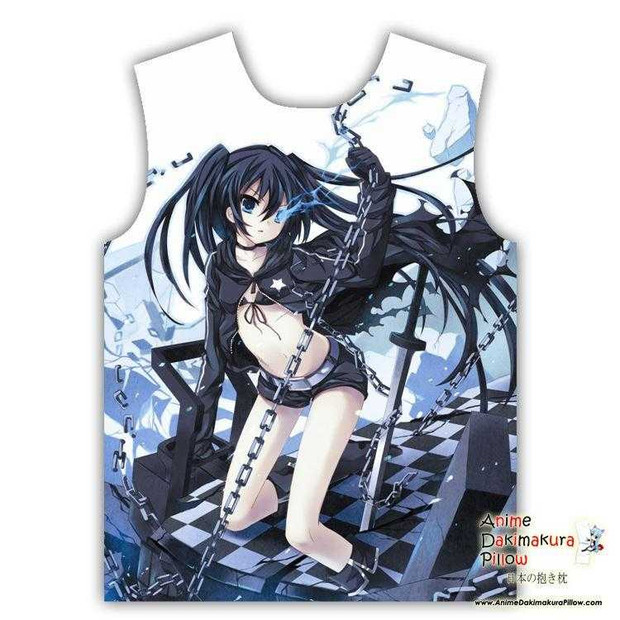 New Black Rock Shooter Fine Printed Anime Sleeveless White Summer Shirt MGF-YF06 Anime Dakimakura Pillow Shop