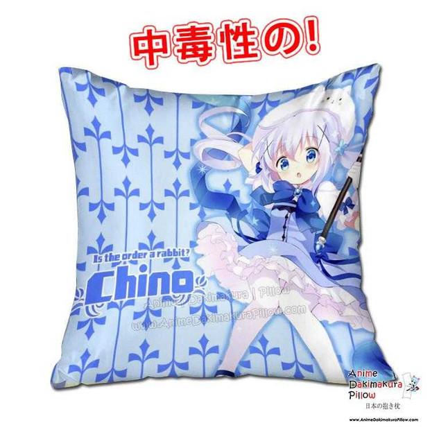 New Chino Kafuu - Is the Order Rabbit 40x40cm Square Anime Dakimakura Throw Pillow Cover GZFONG446 Anime Dakimakura Pillow Shop