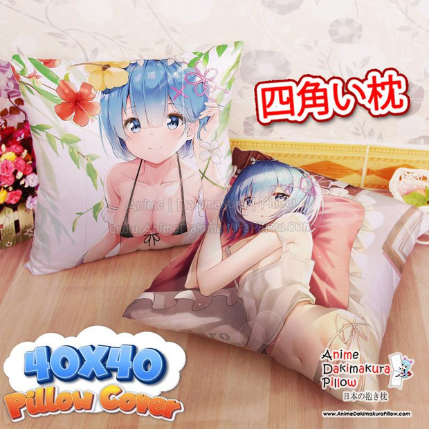 NEW Rem - Re:Zero 40x40cm Square Anime Dakimakura Throw Pillow Cover FBZ874