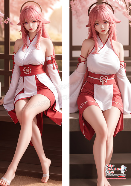 ADP Appealing Kimono Pink Hair Maiden- 3D AI CG Anime Dakimakura Japanese Pillow Cover ERO-CG-AIP-017