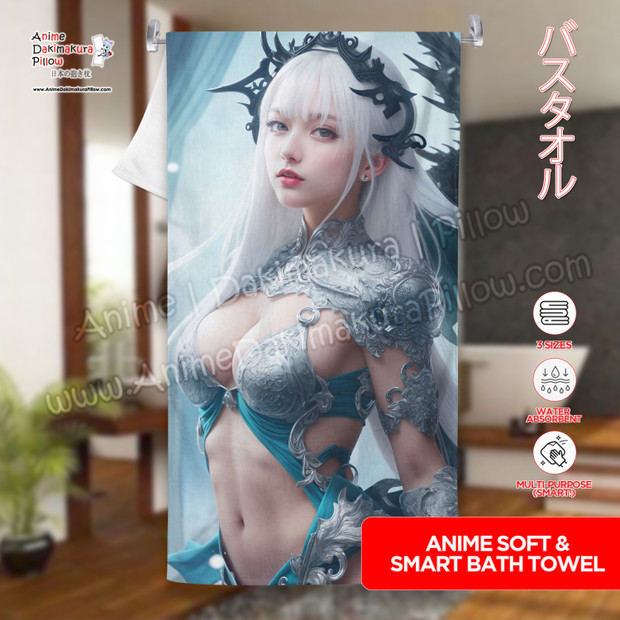 ADP Stunning White Hair Dame 3D CG Anime Soft & Sexy Towel ERO-CG-AIT-032