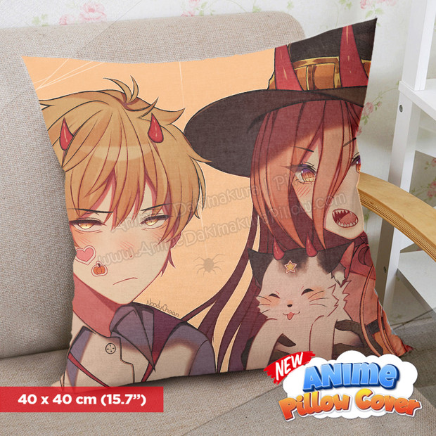 ADP Denji & Power - Chainsaw Man 40x40cm Square Anime Dakimakura Throw Pillow Cover ERO-PC-306