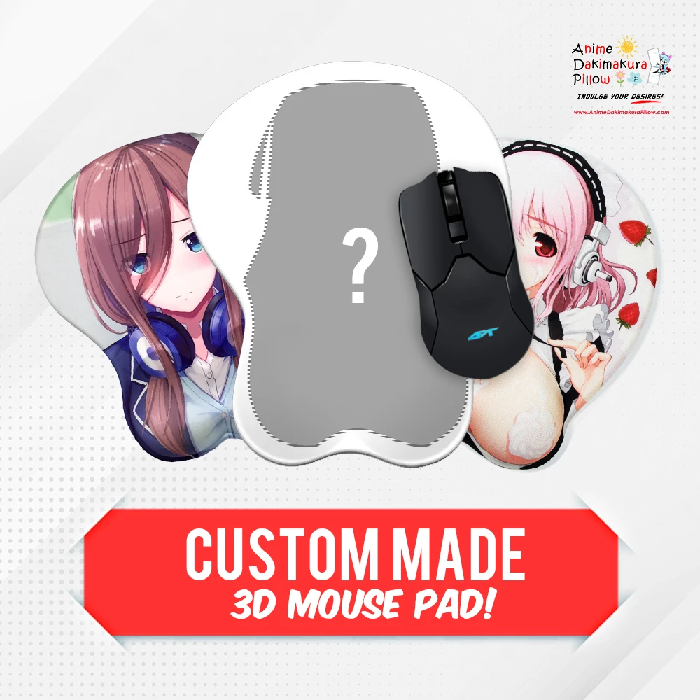 Custom made 3D mouse pad with sample prints around a silhouette and a mouse