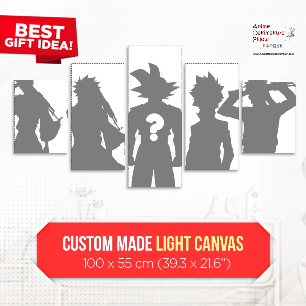 Custom made five-panel canvas set with silhouettes on a white wall