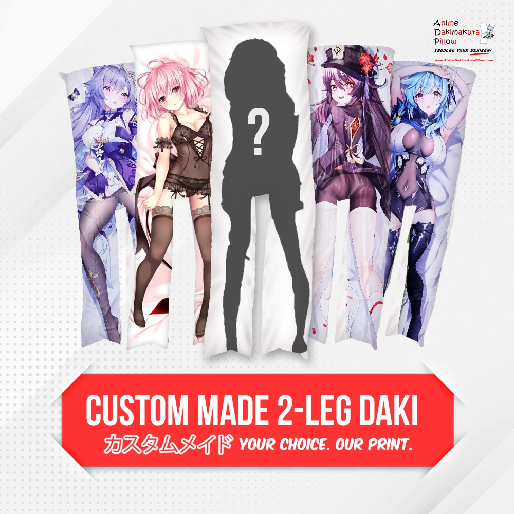 Custom made 2-leg dakimakura cover with a silhouette and sample character prints