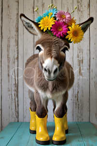 DRB001  "Biscuit" Donkey in Rain Boots