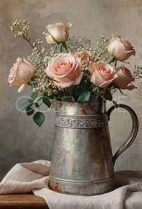 ROS004 Pitcher of Peach Roses