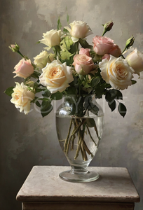 ROS007 Glass Vase of Roses