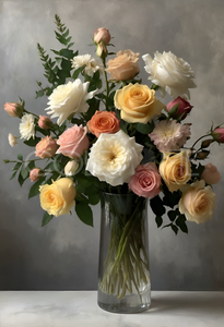 ROS009 Glass Vase of Roses