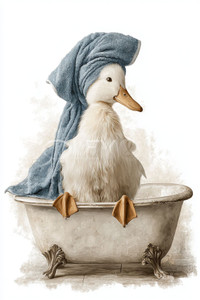DUCKT002  "Fuzzy" Duck Chillin' in Tub