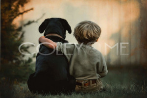 BOYD001 Just A Boy and  His Black Lab