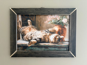 CAT003 "Simon" Cat Chillin' on Table with  Flowers