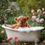 HCT004 "Ruby" Baby Miniature Highland Cow in a Tub of Bubbles