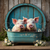 PIT010 Two Little Pigs Chillin' in a Rustic Blue Tub