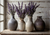 LAV005 Lovely Picture of Lavender  Flowers in Pottery Vases