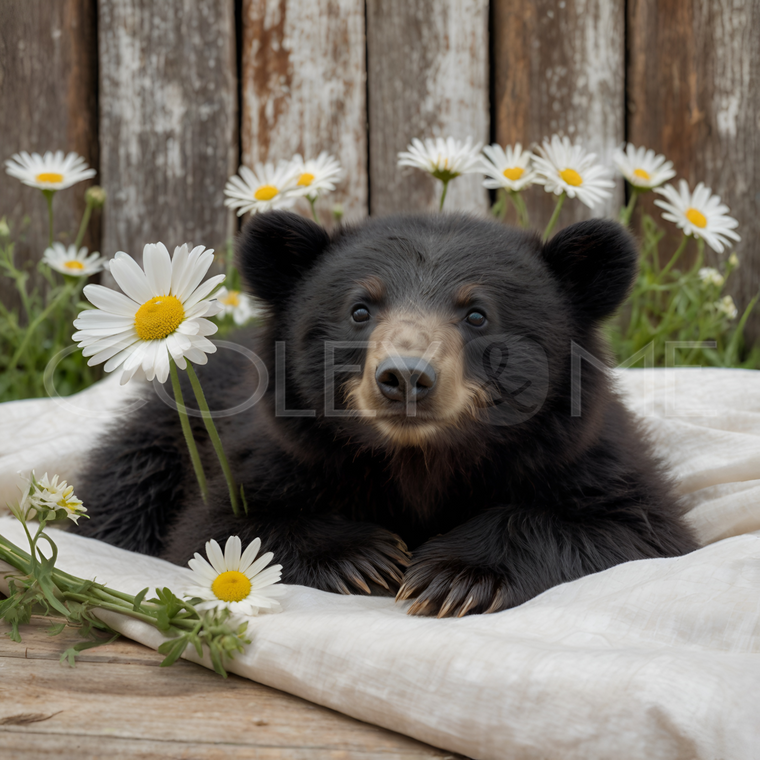 BIB004  "Teddy" Bear Laying in Bed with Flowers