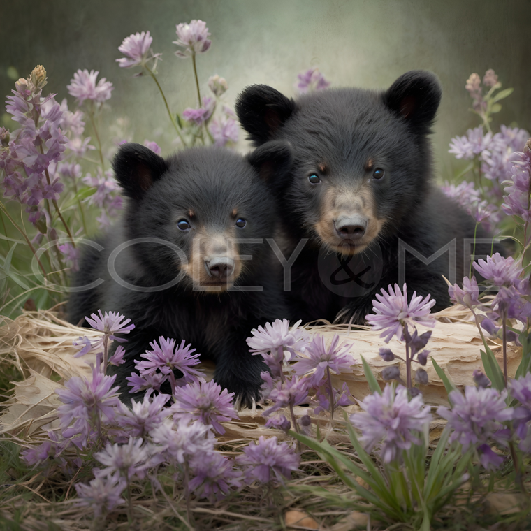 BIB010 Two Baby Bears Laying on a Bed of Straw
