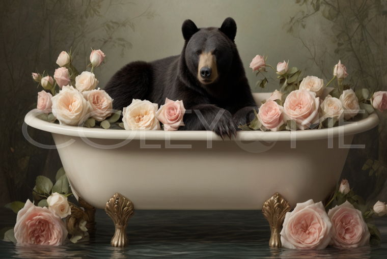 BIT001  "Winnie" Bear Chillin' in Tub