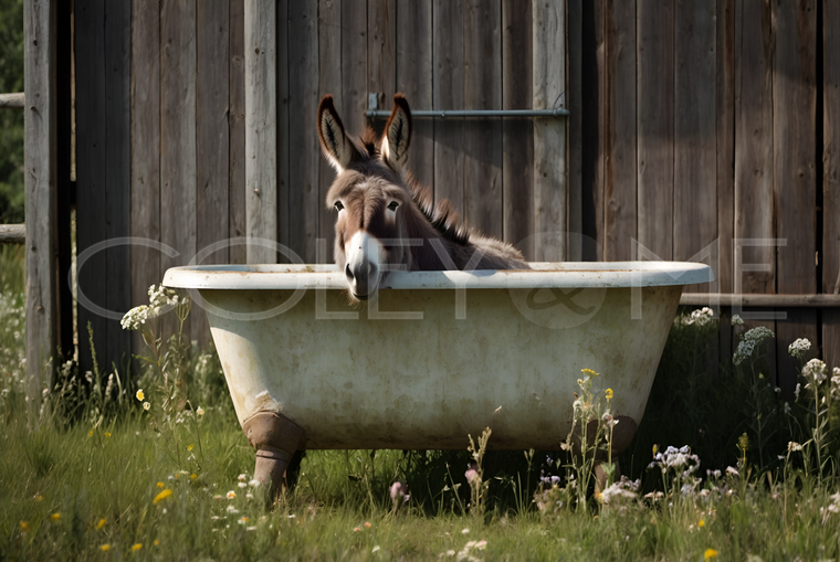 DIT008  "Henrietta" Donkey Peaking over Tub