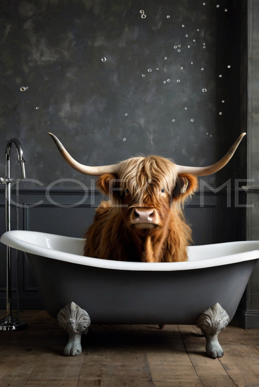 HTC011 "Millie" Miniature Highland Cow in Bear Claw Tub