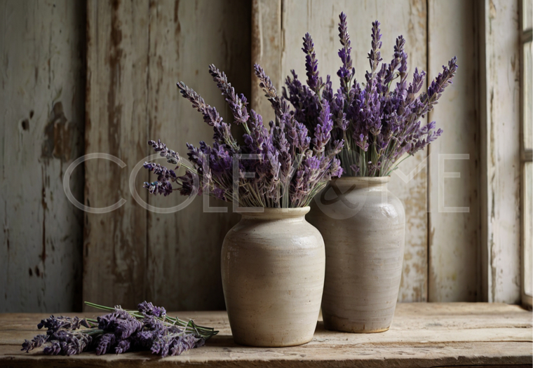 LAV002  Lovely Picture of Lavender  Flowers in Pottery