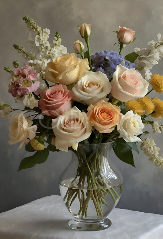 ROS008 Glass Vase of Roses