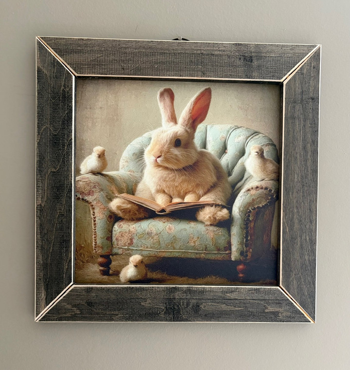 RABC002 "Willow" Rabbit Chillin' On Chair With Chickens