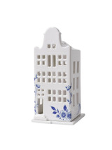 Waxinelichthouder huis - klokgevel - Delfts blauw - 17 cm