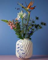 Vaas Blauw Vouw - Porselein Vaas Blauw Vouw - Porselein