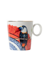 Mandala Mok met toekan, koraalrood keramiek Mandala Mok met toekan, koraalrood keramiek