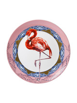 Wandbord met mandala en flamingo in roze en Delfts blauw