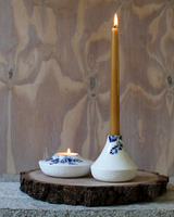 Blauw Bloesem Waxinelichthouder