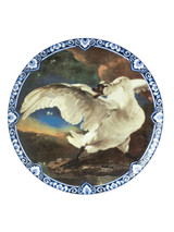 Wandbord De bedreigde zwaan van Heinen Delfts Blauw Wandbord De bedreigde zwaan van Heinen Delfts Blauw