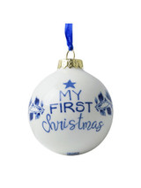 Kerstbal My first Christmas - Delfts blauw - Keramiek - 7 cm