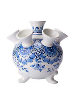Tulip Vase on Legs - Flower Motif - Hand-painted - 17 cm