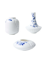 Vazenset Blauw Vouw - Porselein - set van 3