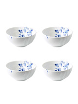 Yoghurtschaal Blauw Vouw - Porselein - 250 ml - 4 stuks Yoghurtschaal Blauw Vouw - Porselein - 250 ml - 4 stuks