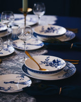 Pasta Plate Paauw Blauw - Porcelain - 20 cm - Set of 4