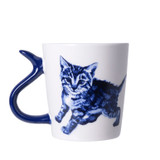 Mug Cat Tail Handle - Playful - Delft blue - Ceramic - 300 ml