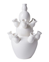 Tulpenvaas - 3-laagse knobbelvaas - Wit - Keramiek - 35 cm